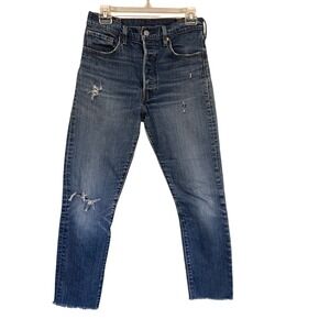 Levi's‎ 501 Skinny Jeans Womens Button Fly Distressed Denim Blue